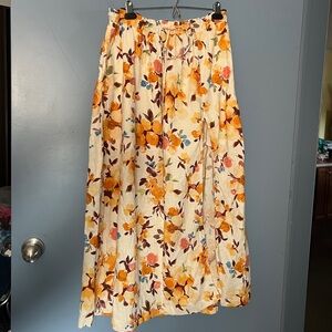 Abercrombie & Fitch Floral Maxi Skirt - Cream and Orange